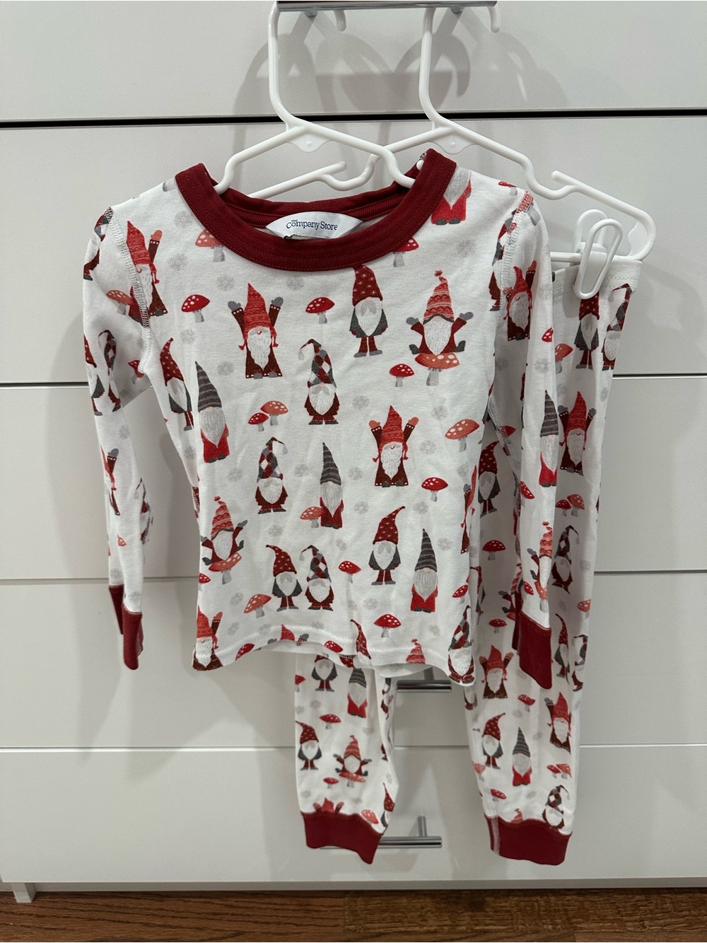 Children's Red Gnome Print Pajama Set - Size 5